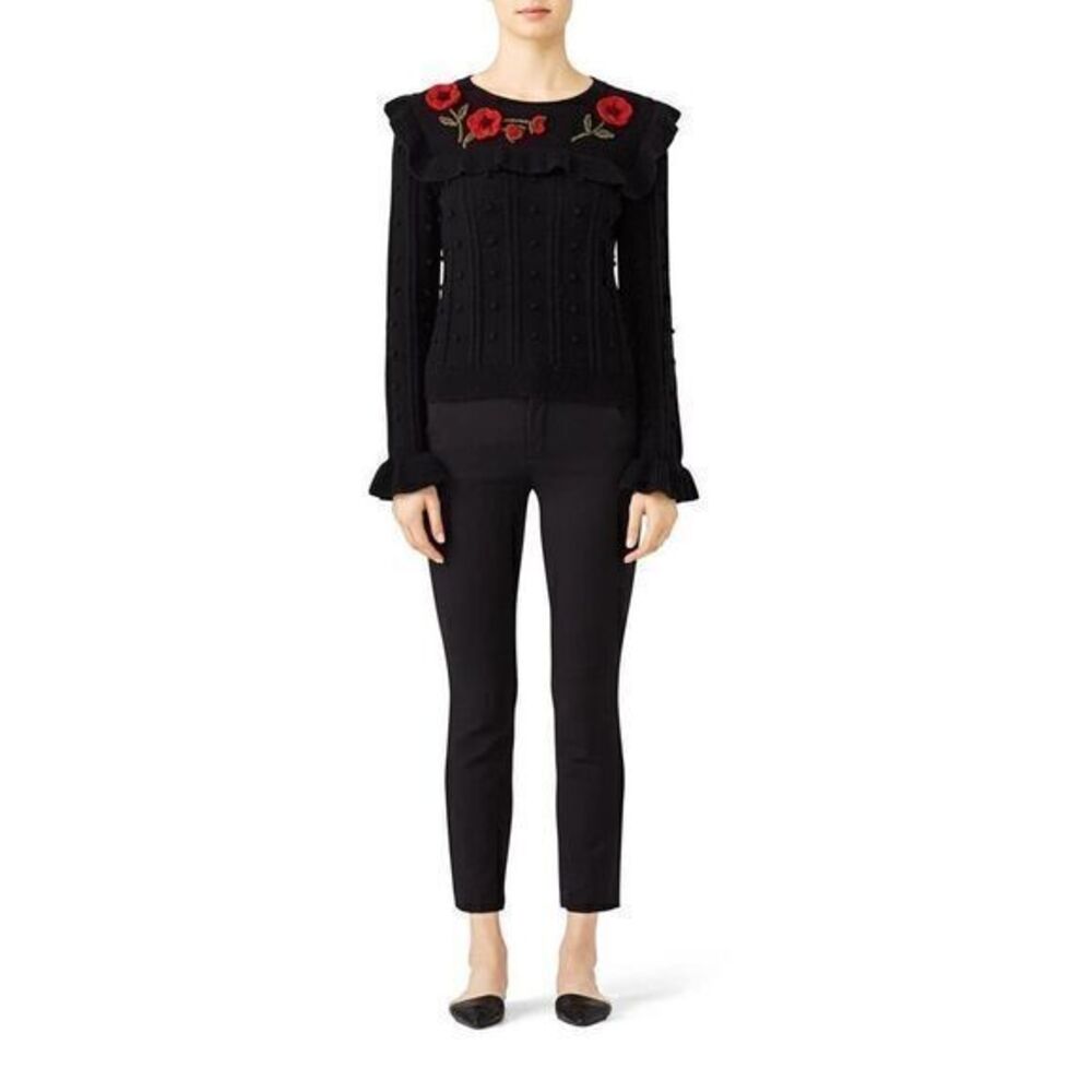 KATE SPADE NEW YORK Poppy Embroidered Sweater SMALL